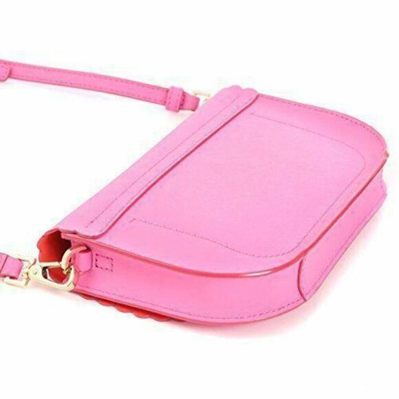 Kate Spade Jettie Clutch Crossbody Pink Leather Scalloped Convertible Bag - Picture 4 of 7